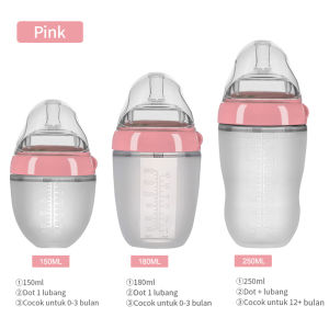 Dot Bayi Botol Susu Bahan Silikon Nano Perak Botol Bayi Susu Dengan Sedotan lembut ( 17-18-19)