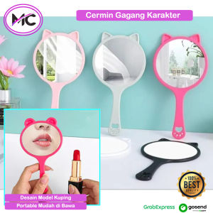 Kaca Cermin Gagang Plastik Mirror Kaca Rias Make Up Travelling Kaca Portable Dengan Gagang Genggam Murah