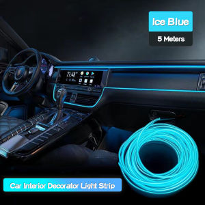 ✅Oprah 5 Meters Ice Blue Decorative Lamp Flexible Neon EL Wire Car 12V LED Cold lights Light Strips Interior Decoration Car styling Beautiful Tech Sense (Ready Stock)