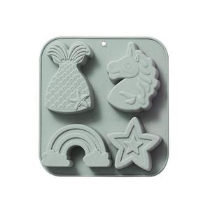 4 khoang Kỳ Lân fondant khuôn khuôn bánh quy Tự làm phim hoạt hình Báo Chí Khuôn nướng sinh nhật Cookie công cụ công cụ trang trí bánh