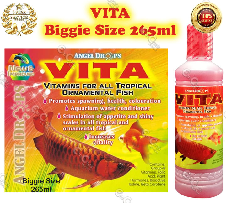 LARGE Angel Drops Vita 265ml Vitamins for all Tropical Fish (fmed