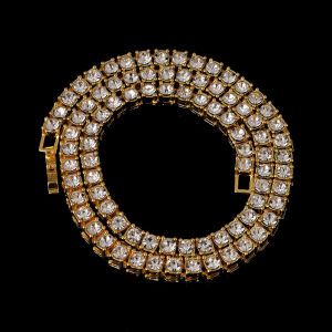 ZEEMIN สร้อยคอยุโรปและอเมริกา HiPhone ชาย 3mm4mm โลหะผสม rhinestones โซ่เทนนิสแถวทองเงินเรียบง่ายและหลากหลาย