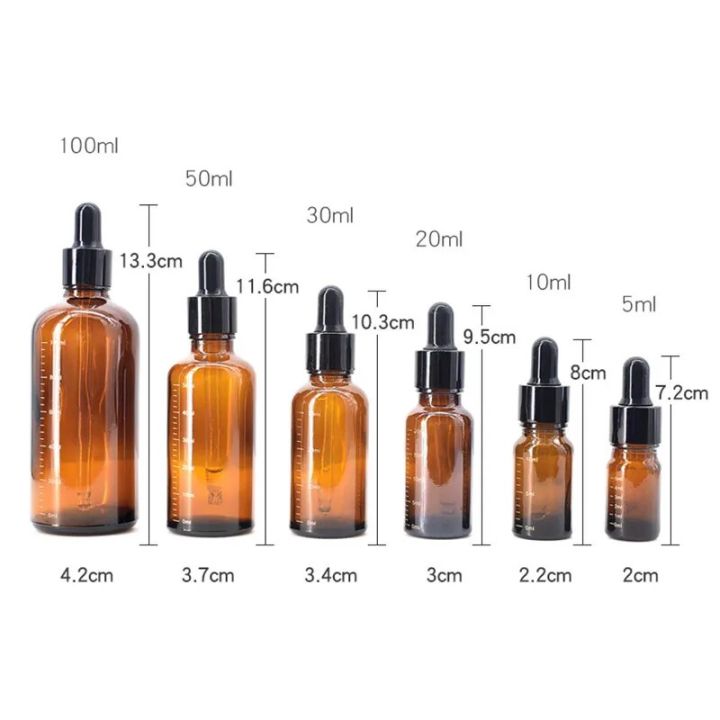 Dropper Bottles with Scale 5ml-100ml Reagent Eye Drop Amber Glass ...