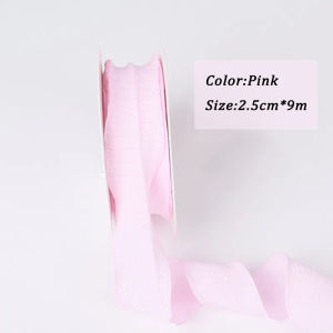 2.5cm x 9m Wrinkled Ribbon Linen Wave Edge Ribbons for Bridal Bouquets Gifts Wrapping Wedding Decor