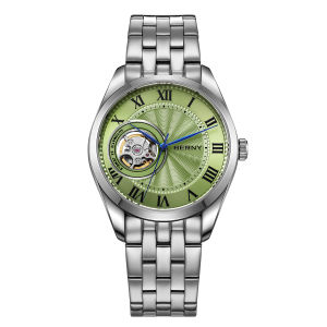 BERNY Top Automatic Luxury Men Watch NH38 Visible Window Business Casual 5ATM Stainless Steel Sapphire Mechanical Watch for Men