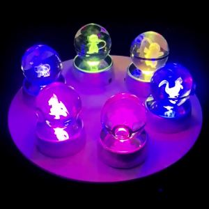 Pokemon Crystal Ball 3D Pikachu Gengar Mewtwo Night Light Lamp Pokeball 3D Glass Pokemon Crystal Ball Statue Kids Birthday Gift