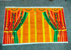 Decorative Backdrop Cloth Flower Design Backdrop Curtain Cloth Hanging on Wall for Indian Traditional Background Pooja Decoration (Size:-96X60 inches | Multicolour | Pack of 1 pc)