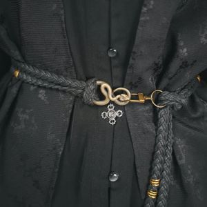 New Chinese Style National Style Weaving Waist Rope Tassels Black Retract The Belt Weaving Wax Rope Metal Lock Buckle Snake Belt2026