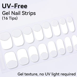UV FREE Fully Cured Gel Nail Strips 16 Tips Self Adhesive Gel Nail Stickers DIY Nail Art Manicure DONT NEED UV LAMP