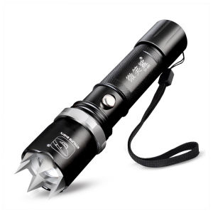 ไฟฉายแรงดันสูง ไฟฉาย LED แบบชาร์จไฟได้อลูมิเนียม Shark ไฟฉาย LED แบบชาร์จไฟได้หลายแบบสำหรับสาว ๆ อาวุธป้องกันตัวหมาป่าไฟฉายยุทธวิธี ไฟฉาย LED แบบชาร์จไฟได้