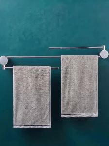 [SG Seller]Double Towel Bar 180° Rotating Wall Mount Stainless Steel Towel Rack for Bathroom Kitchen Storage
