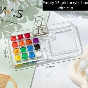 TINGTIAN Acrylic Watercolor Paint Palette Mini 8/15 Grid Empty Paint Box Art Supplies Foldable Paint Pigment Box Student