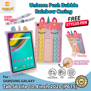 Samsung Tab S6 Lite 10.4 inch 2020 P615 Unicorn Push Bubble Kid Case Anak Casing Lucu Cover Stand Tali