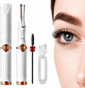 Heated Eyelash Curler - 2 in 1 Clip-Type Eyelash Curlers - Electric Eyelash Curler Rechargeable for 24H Long Lasting 3 Heating Modes 8S Fast Heating Makeup Tool Gifts for Women Girls White-FB
