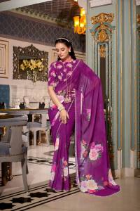 [PRE ORDER] BEAUTIFUL SAREE - FABRIC:- : Georgette  - WORK:- Printed with pearl lace border (Normal / Ready To Wear Saree) ~ Delivery Lead Time : 10 days