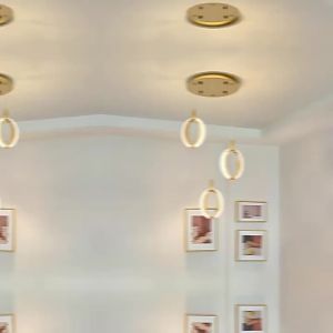 SXH Circular chandelier ring-shaped chandelier multi-story building staircase chandelier long chandelier light luxury modern living room lobby artistic lighting fixture