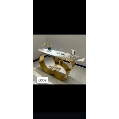 Meja Konsul Import Top Table Granit - Konsul Tv Stainless Steel Gold - Konsul Mewah Uk.140cm