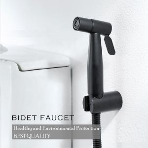SUS304 Stainless Steel Toilet Bidet Sprayer Set Handheld Bathroom Bidet Sprayer Set With Holder Hose Bidet Toilet Spray Gun Black