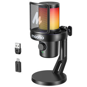 MAONO DM40 Wireless AI Gaming RGB Microphone High-Stability Bidirectional Transmission condenser micSmart Knob Touch-Sensitive Mute & Noise ReductionCompatible with PCType-c Mobile phone