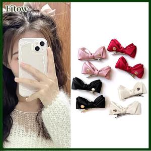 Fitow 2Pcs Fashion Bow Hair Clips For Women Vintage Bowknot Side Hairpin Cute Girls Barrettes Headdress Hair Accessories
