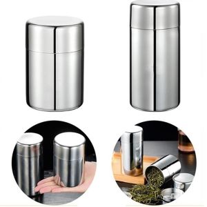 FEELDG 400ml/550ml Tea Tin Large Capacity Stainless Steel Storage Box Hiqh Quality Moisture-proof Tea Jar for HomeTravel