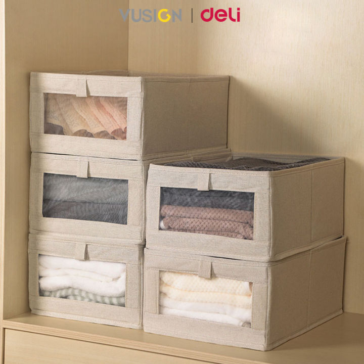 Vusign by Deli Foldable Clothes storage Box Stackable Storage Organizer