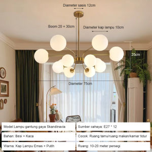 ✨Garansi 12 bulan✨Lampu Gantung Ruang Tamu Lampu Gantung Minimalis Lampu Hias Gantung Meja Makan Minimalis Kacang Ajaib Lampu LED Gold 16 Glass Minimalis Modern Kamar tidur ruang belajar restoran toko kamar mandi 95cm+55cm G9 bsu