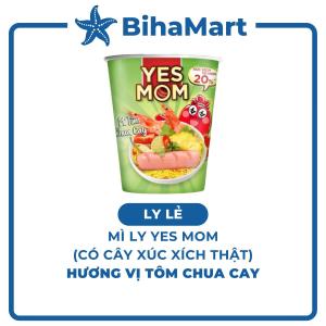[LY LẺ] - THIEN HUONG FOOD - Mì ly Yes Mom (có cây xúc xích thật) hương vị Tôm chua cay Mì tôm chua cay Yes Mom (79.2g/ly)