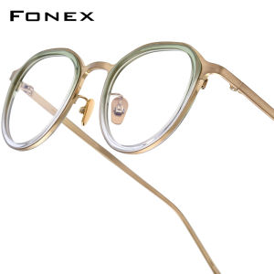 FONEX Acetate Titanium Glasses Frame Men Brand Design Vintage Retro Polygon Eyeglasses Women Full-Rim Japanese High-Quality Ultralight Custom Optical Eyewear IE-011