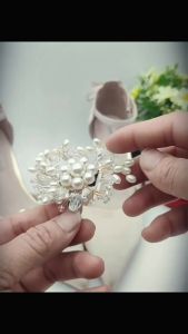 [Free Shipping] Pearl Handmade Shoe Flower Bridal Detachable Shoe Buckle Accessories Work Shoe Decorative Buckle Crystal High Heel Shoe Accessories
