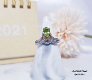 Natural Peridot Birthstone S925 adjustable ring/August birthstone/peridot ring/gemstone/cincin peridot/S925 silver