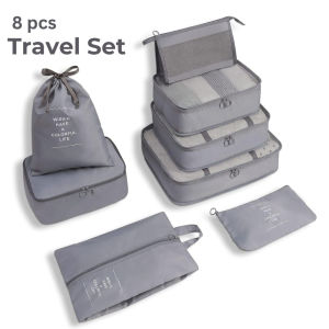 BATHI Tas Travel Lipat 8 pcs Serbaguna Ringan Tahan Air Nylon Travel Cubes Organizer CQBB3