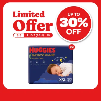 Huggies Naturemade Overnite XXL - 26 pcs x 2 packs (52 pcs)