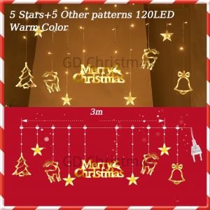 Solar 3M/120LED Fairy Lights String Lights Star Garland on Window Curtain Indoor Tree light Christmas Light