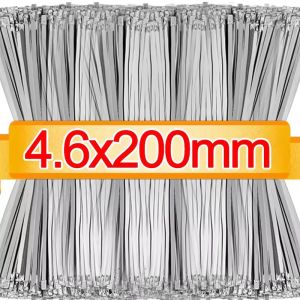 100PCS 304 Stainless Steel Cable Tie / Multi-Purpose Heavy Duty Self-Locking Cable Ties / Exhaust Wrap Locking Ties Fastener