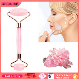 DECINIEE 1 Pcs 100% Natural Rose Quartz Jade Roller Face Slimming Massager Face Lifting Natural Jade Stone Facial Massage Roller Skin Care Beauty Care Tools-No Box