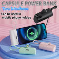 Capsule Mini Power Bank 2 in 1 fast charging power bank 5000mAh/20000mAh Built-in Cable Type C/iPhone Small Portable. 