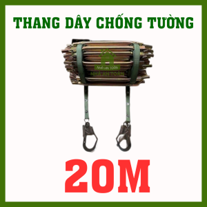Thang dây thoát hiểm có chân đế chống tường độ dài 20m bao gồm cặp móc