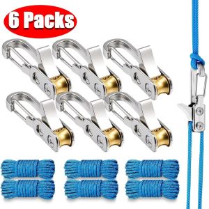 Rope Tying Tool And Tensioner with Roller Tensioner Heavy-Duty Retractable Buckle with Accessory Rope Suitable for Camping