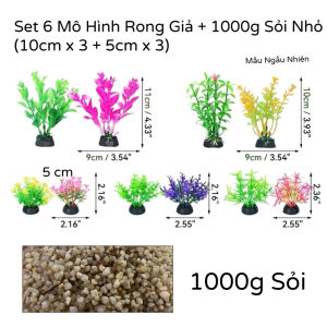Set Phụ Kiện Sỏi Và Mô Hình Cây Nhựa Giả Có Chân Đế Sẵn Trang Trí Hồ Cá - Bể Cá - Chậu Cây Thuỷ Sinh