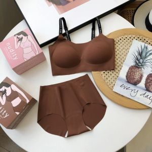 GOOTRADES Close-fitting Bras Briefs Set Letter Shockproof Mid Waist Panties Simple Wireless Seamless Underwear Women