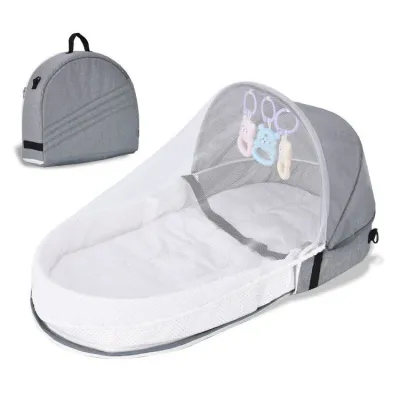 Portable Baby Bed Safety Isolation Multifunctional Outdoor Folding Bed Travel Bed with Mosquito Net