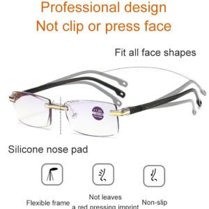Blue Light Blocking Foldable Frameless Diamond-Cut Reading Glasses无框钻石切边老花镜