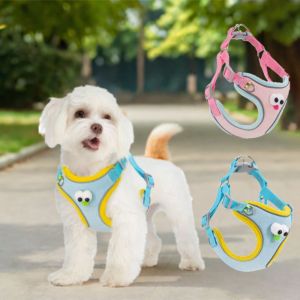 FUYEKN Cartoon Dog Harness Vest Big Eyes Breathable Dog Harness and Leash Set Practical Reflective Cat Chest Straps for Dogs Cats