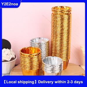 【Local shipping】 50pcs mini cupcake Foil Cupcake Wrapper Paper Gold Silver Cupcake Baking Cups