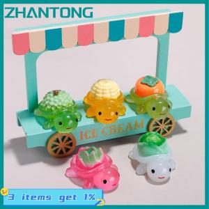 ZHANTONG งานฝีมือเรซิ่นสำหรับจัดสวนตู้ปลาเต่าเรืองแสง10ชิ้นเครื่องประดับขนาดเล็กรูปเต่าผลไม้เรืองแสงของตกแต่งบ้าน