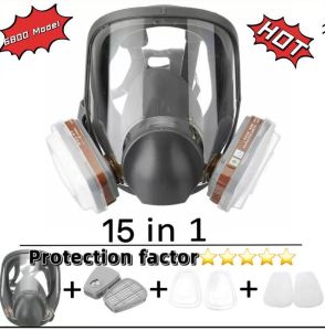 15 in 1 6800 Gas Mas Large View Full Face Facepiece Respirator For Chemical Spray Painting Spraying Safety Cotton filter Filter box