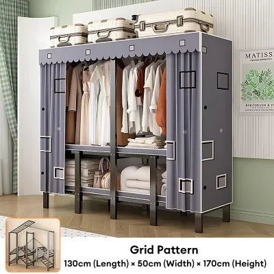 SPACEMADER Clothes Wardrobe Free Installation Folding Wardrobe Steel Pipe Wardrobe Dustproof Rack Folding Dustproof Wardrobe Portable