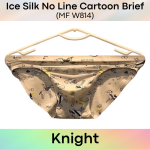 Mens Brief : Polyester Ice Silk Cartoon Print Brief (MF W814)
