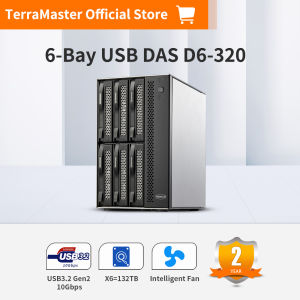 TerraMaster D6-320 External Hard Drive Enclosure - USB 3.2 Gen2 10Gbps Type-C HDD Storage Hot Swappable Plug and Play US Plug (Diskless)